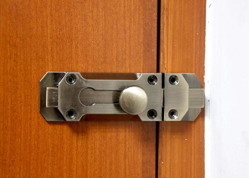 LXZ 2 PCs Barrel Bolt Latch with Brass Finish - Slide Door Lock 4.3" x 1.3" (L x W, 8.2cm x 3.2cm) with Screws - Image 5
